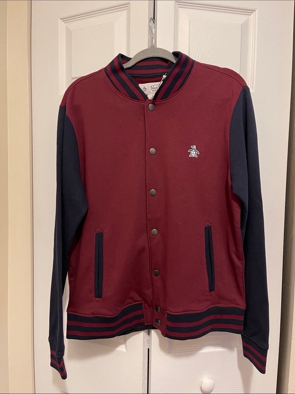 Original Penguin Burgundy and Navy Varsity Jacket